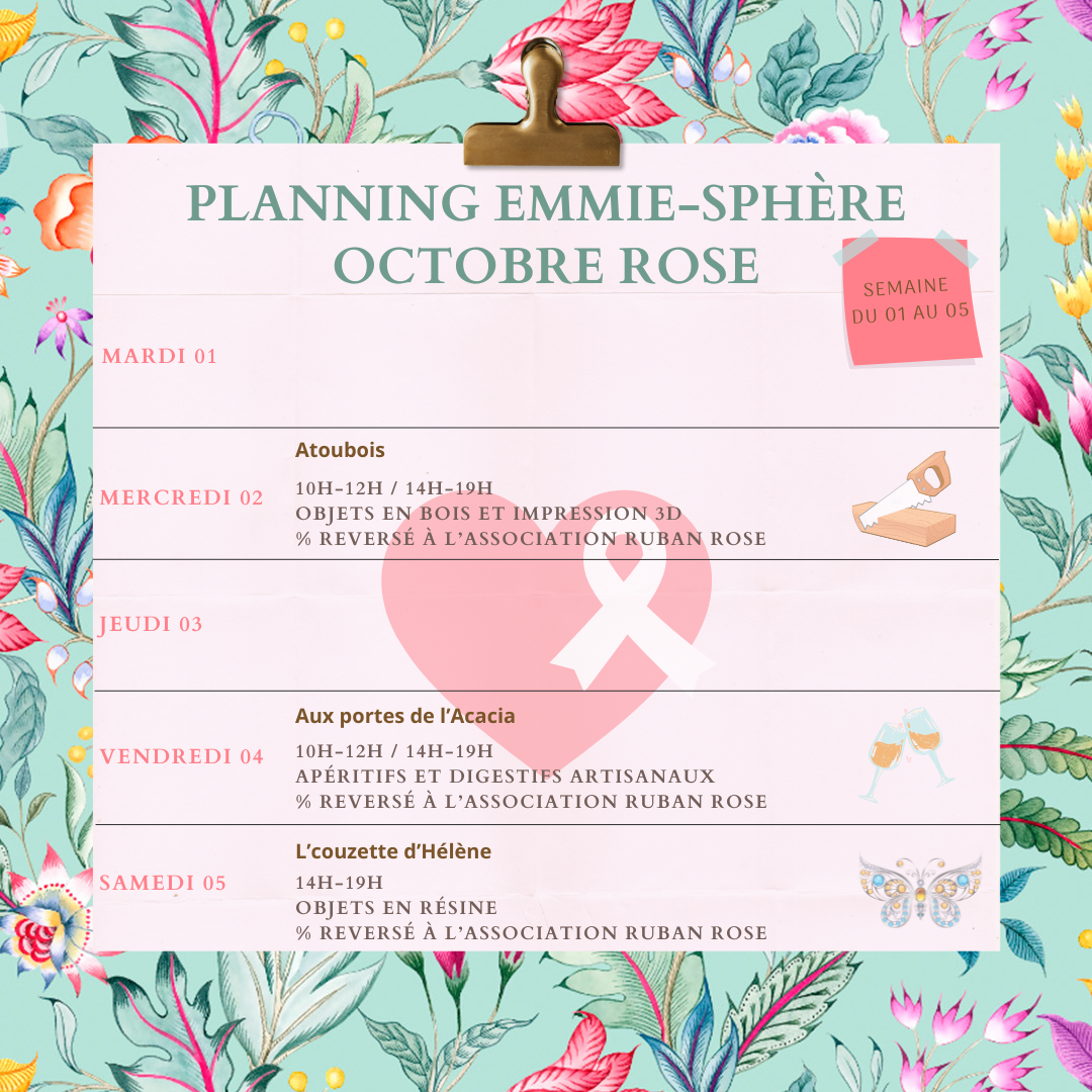 Planning octobre rose du 2 au 5